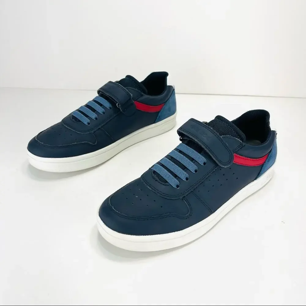 Geox Respira Youth Classic Sneaker Size 5 Navy Blue Italian Leather Padded Comfy